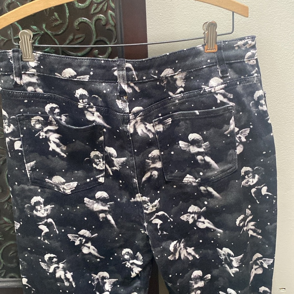 Delia's By Dollskill Unholy Spirit Printed Twill Flare Cropped Jeans - Picture 7 of 7